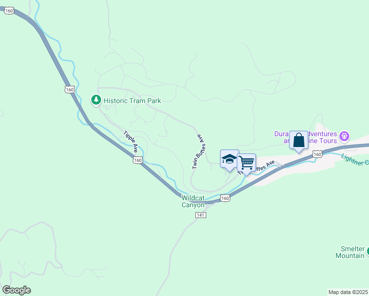map of restaurants, bars, coffee shops, grocery stores, and more near 19000-19880 U.S. 160 in Durango