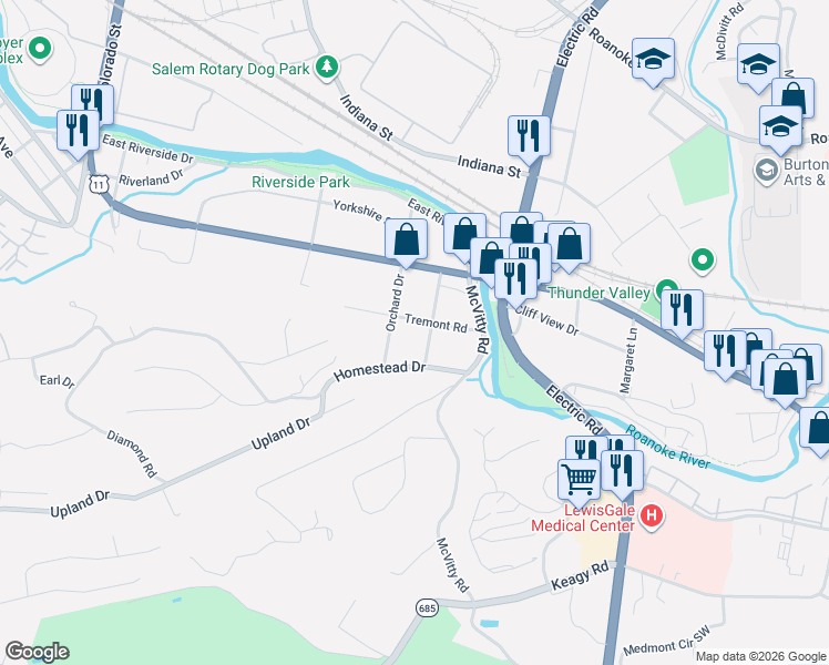 map of restaurants, bars, coffee shops, grocery stores, and more near 905-921 Tremont Road in Salem