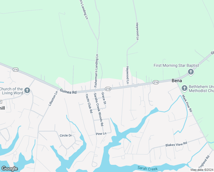 map of restaurants, bars, coffee shops, grocery stores, and more near 8515 Guinea Road in Gloucester County