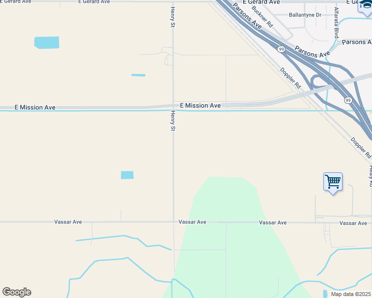 map of restaurants, bars, coffee shops, grocery stores, and more near Henry Street in Merced