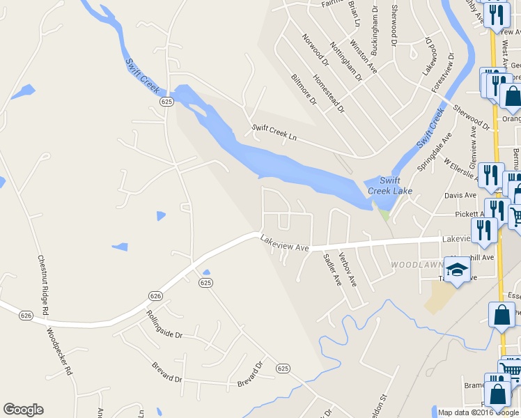 map of restaurants, bars, coffee shops, grocery stores, and more near 207 Cabell Drive in Colonial Heights