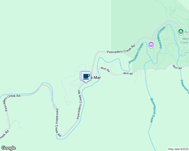 map of restaurants, bars, coffee shops, grocery stores, and more near 39 Wurr Road in Loma Mar