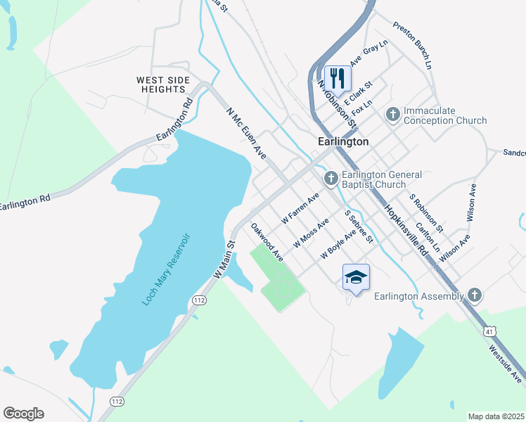map of restaurants, bars, coffee shops, grocery stores, and more near 410-498 State Highway 112 in Earlington