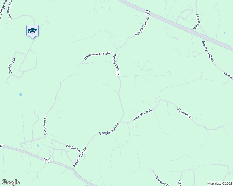 map of restaurants, bars, coffee shops, grocery stores, and more near 1784 Beagle Club Road in Vinton