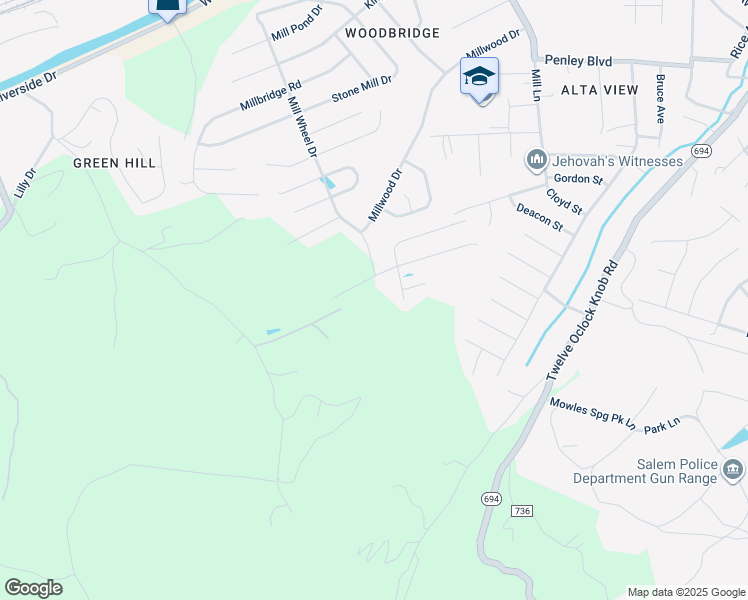 map of restaurants, bars, coffee shops, grocery stores, and more near 2580 Woods Meadow Lane in Salem