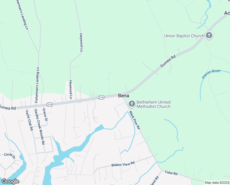 map of restaurants, bars, coffee shops, grocery stores, and more near 8809 Guinea Road in Gloucester County