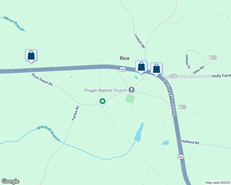map of restaurants, bars, coffee shops, grocery stores, and more near 765 Rices Depot Road in Rice