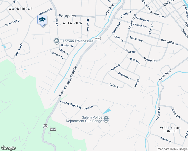 map of restaurants, bars, coffee shops, grocery stores, and more near 2431 Olde Salem Drive in Salem