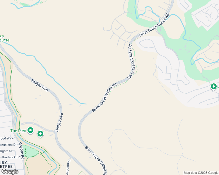 map of restaurants, bars, coffee shops, grocery stores, and more near Silver Creek Valley Road in San Jose