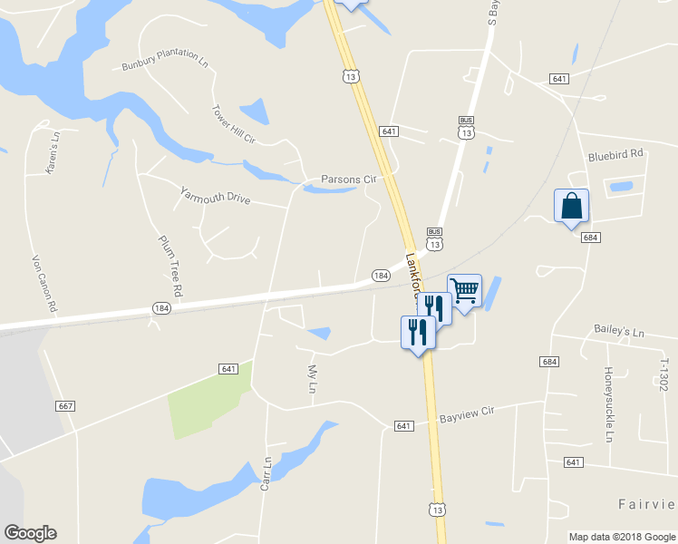 map of restaurants, bars, coffee shops, grocery stores, and more near 3351 Stone Road in Cape Charles