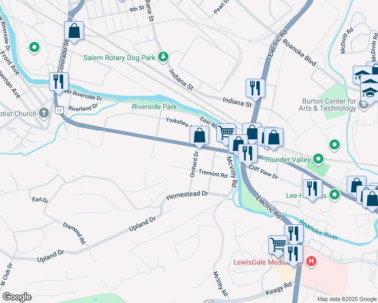 map of restaurants, bars, coffee shops, grocery stores, and more near 828 Apperson Drive in Salem