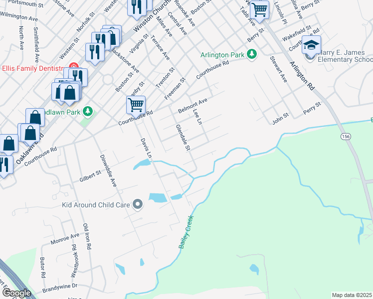 map of restaurants, bars, coffee shops, grocery stores, and more near 3301 Fisher Avenue in Hopewell