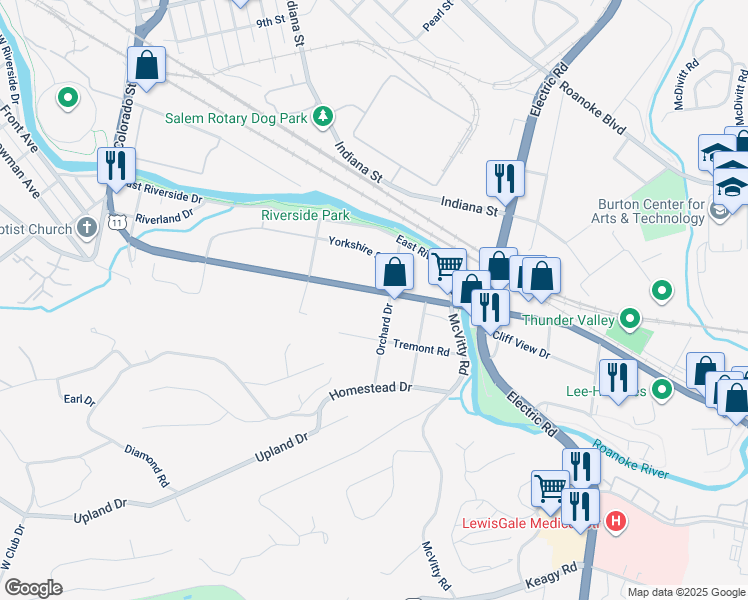 map of restaurants, bars, coffee shops, grocery stores, and more near 828 Apperson Drive in Salem