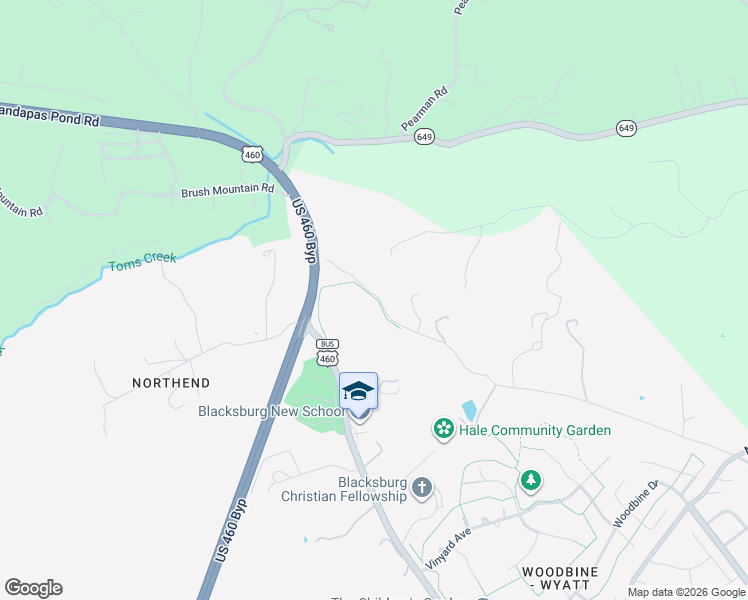 map of restaurants, bars, coffee shops, grocery stores, and more near 201-441 State Route 648 in Blacksburg