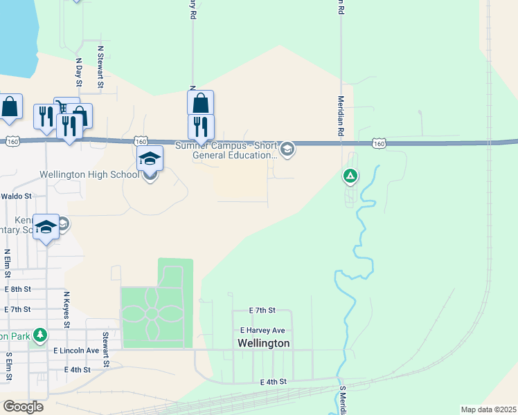map of restaurants, bars, coffee shops, grocery stores, and more near 2202 East 16th Street in Wellington