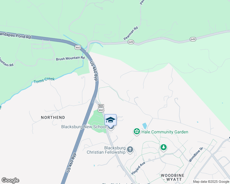 map of restaurants, bars, coffee shops, grocery stores, and more near 201-441 State Route 648 in Blacksburg