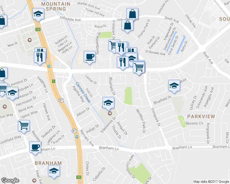 map of restaurants, bars, coffee shops, grocery stores, and more near 562 Bliss Ct in San Jose
