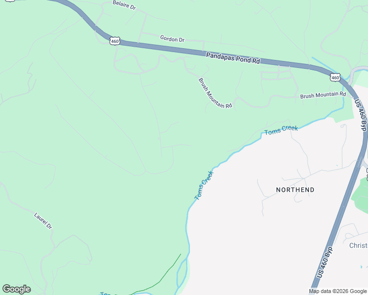 map of restaurants, bars, coffee shops, grocery stores, and more near 1771 Brush Mountain Road in Blacksburg