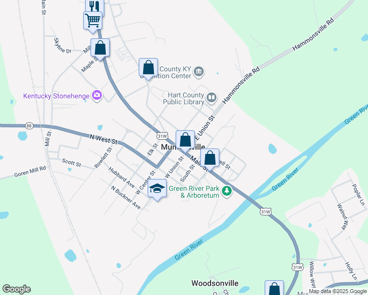map of restaurants, bars, coffee shops, grocery stores, and more near in Munfordville