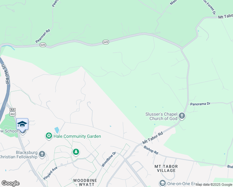 map of restaurants, bars, coffee shops, grocery stores, and more near 1060 Treetop Ridge Road in Blacksburg