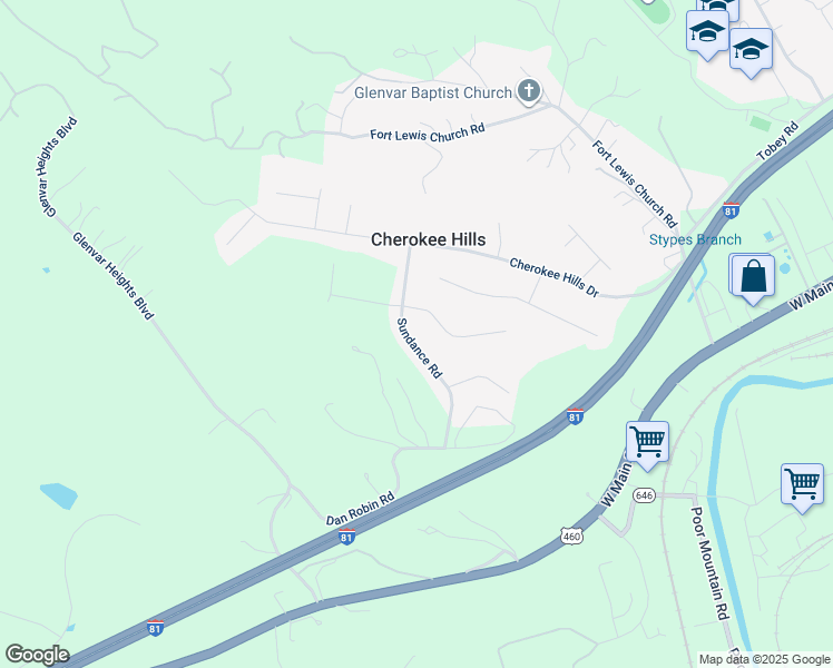 map of restaurants, bars, coffee shops, grocery stores, and more near 5328 Sundance Road in Salem