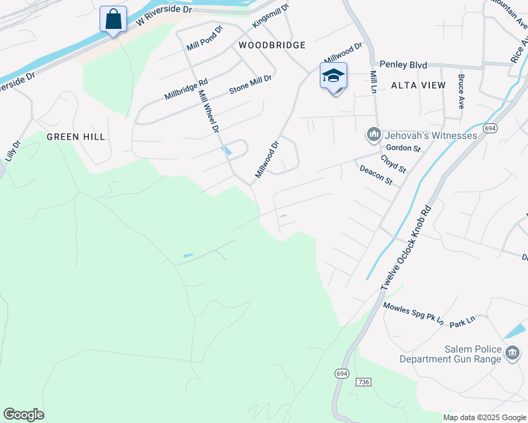 map of restaurants, bars, coffee shops, grocery stores, and more near 2750 Russlen Drive in Salem