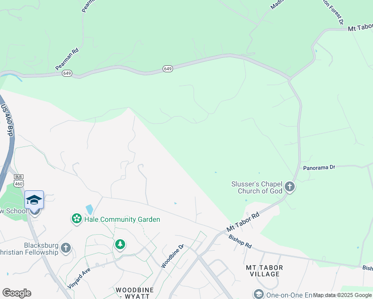 map of restaurants, bars, coffee shops, grocery stores, and more near 1060 Treetop Ridge Road in Blacksburg