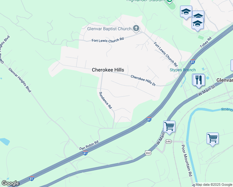 map of restaurants, bars, coffee shops, grocery stores, and more near 5145 Arrowhead Trail in Salem