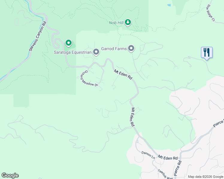 map of restaurants, bars, coffee shops, grocery stores, and more near 20078 Goetting Court in Saratoga