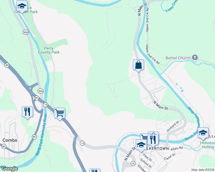 map of restaurants, bars, coffee shops, grocery stores, and more near 198-278 Chimney Rock Road in Hazard