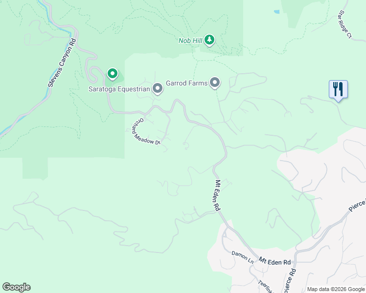 map of restaurants, bars, coffee shops, grocery stores, and more near 20078 Goetting Court in Saratoga