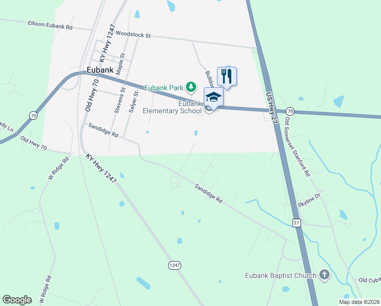 map of restaurants, bars, coffee shops, grocery stores, and more near 201 Sandidge Spur Road in Eubank
