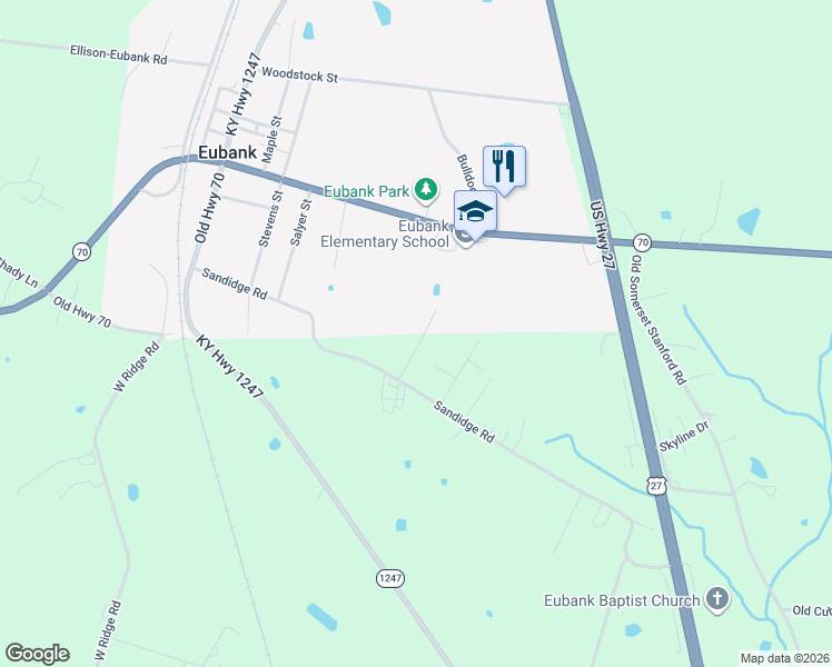 map of restaurants, bars, coffee shops, grocery stores, and more near 201-275 Sandidge Spur Road in Eubank