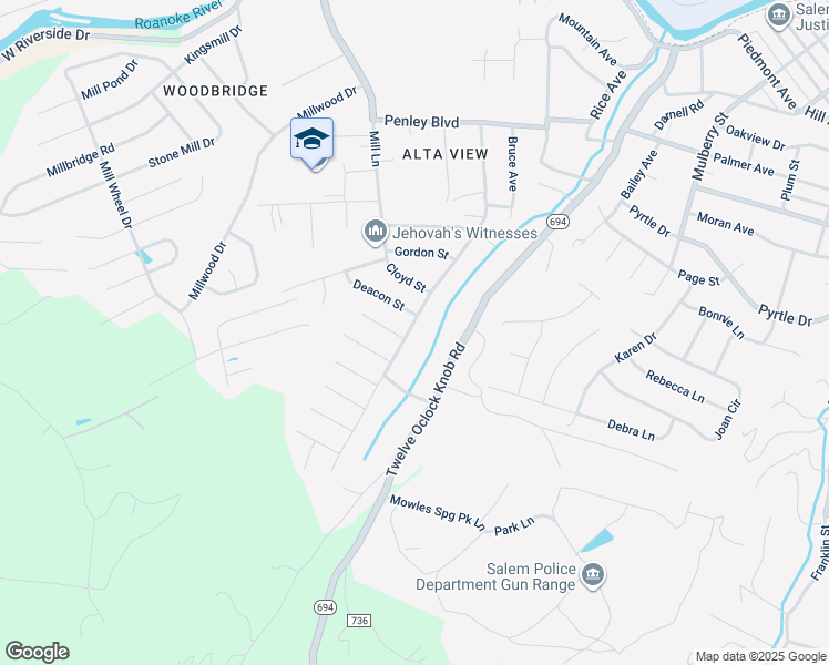 map of restaurants, bars, coffee shops, grocery stores, and more near 2534 Ellison Avenue in Salem