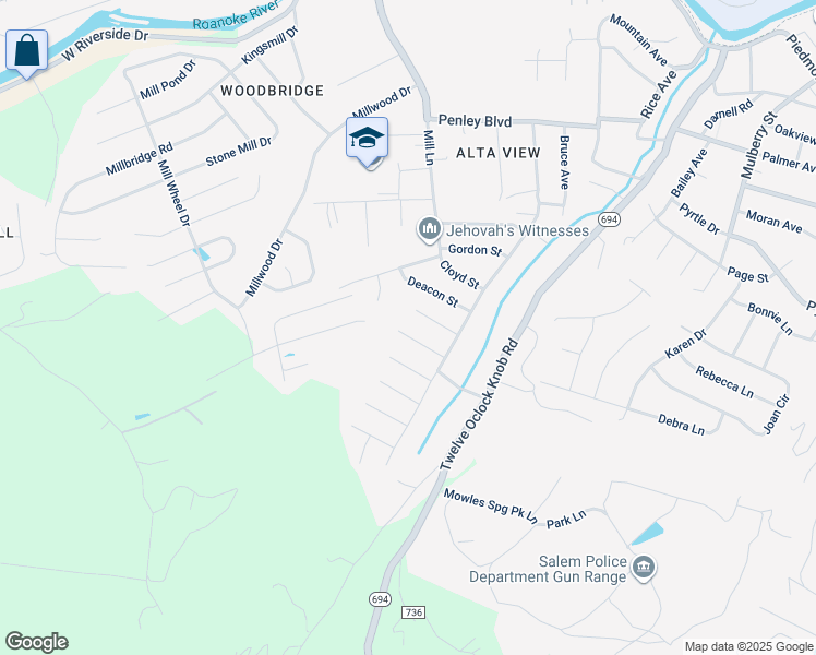 map of restaurants, bars, coffee shops, grocery stores, and more near 1441 Gratton Street in Salem