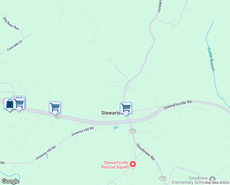 map of restaurants, bars, coffee shops, grocery stores, and more near 7663 Jordantown Road in Vinton