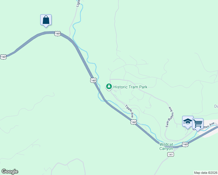 map of restaurants, bars, coffee shops, grocery stores, and more near Twin Buttes Avenue in Durango