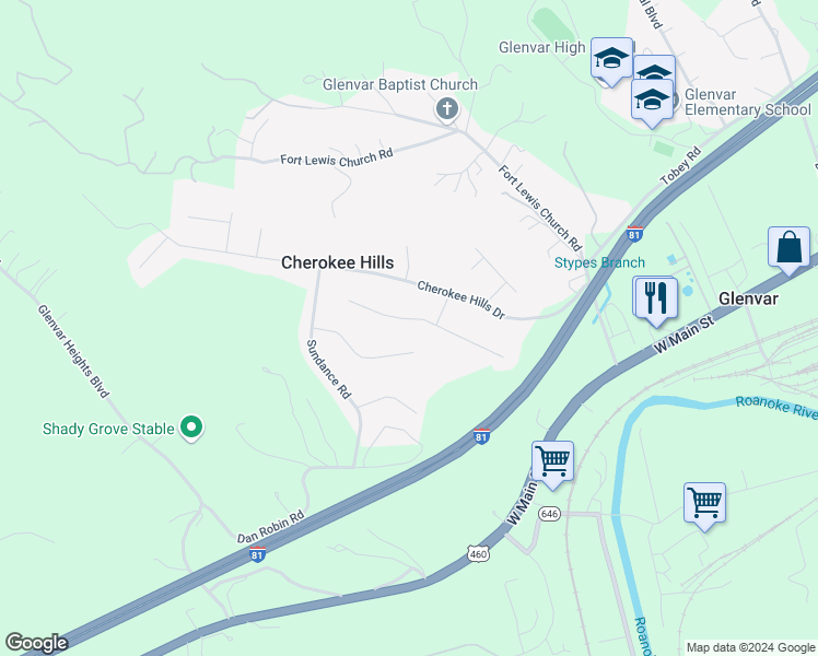 map of restaurants, bars, coffee shops, grocery stores, and more near 4918 Warrior Drive in Salem