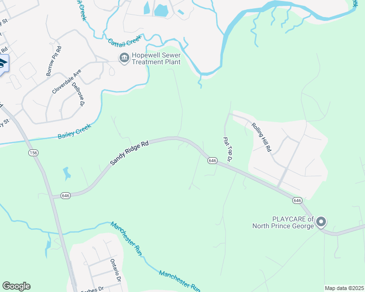 map of restaurants, bars, coffee shops, grocery stores, and more near 7201 Sandy Ridge Road in Hopewell