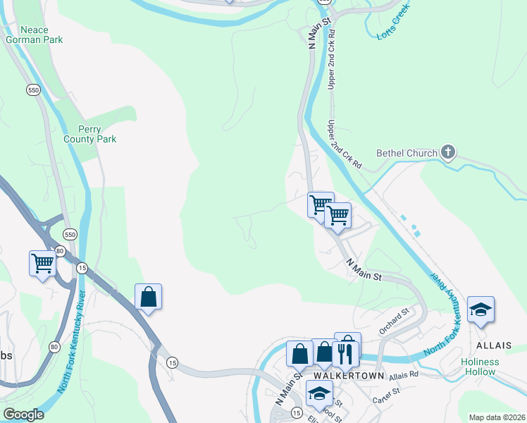 map of restaurants, bars, coffee shops, grocery stores, and more near 198 Chimney Rock Road in Hazard