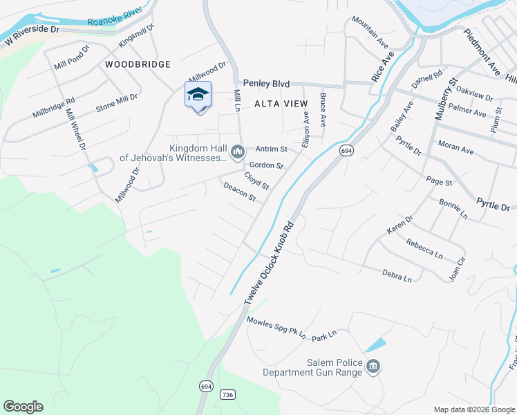 map of restaurants, bars, coffee shops, grocery stores, and more near 1401-1407 Deacon Street in Salem