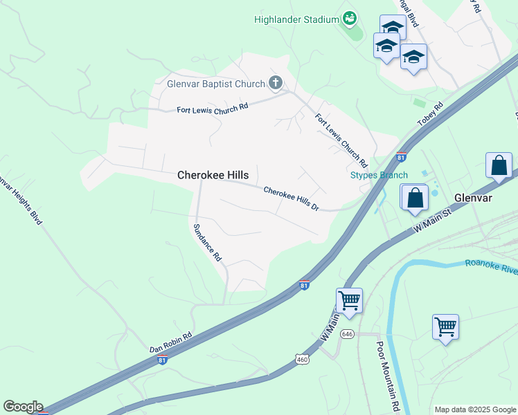 map of restaurants, bars, coffee shops, grocery stores, and more near 4921 Warrior Drive in Salem