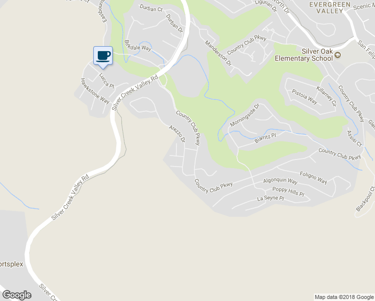 map of restaurants, bars, coffee shops, grocery stores, and more near 5500 Arezzo Drive in San Jose