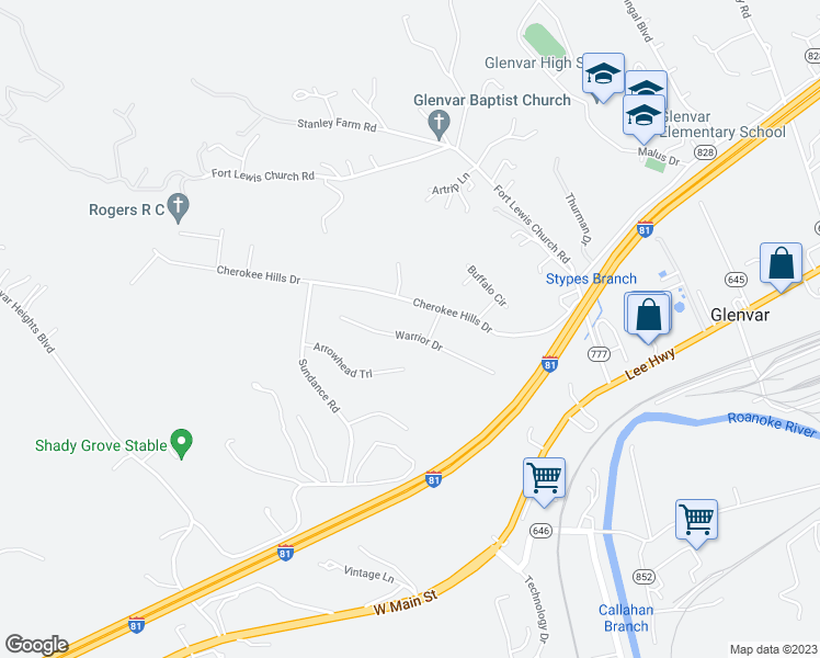 map of restaurants, bars, coffee shops, grocery stores, and more near 4921 Warrior Drive in Salem