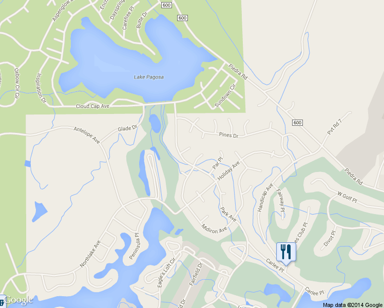 map of restaurants, bars, coffee shops, grocery stores, and more near 37 Trap Court in Pagosa Springs