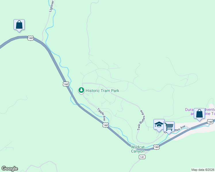 map of restaurants, bars, coffee shops, grocery stores, and more near Twin Buttes Avenue in Durango