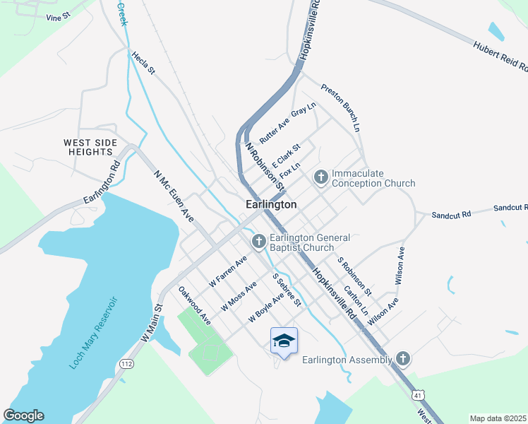 map of restaurants, bars, coffee shops, grocery stores, and more near in Earlington