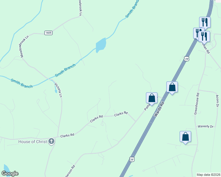 map of restaurants, bars, coffee shops, grocery stores, and more near 265 Clarks Road in Rustburg