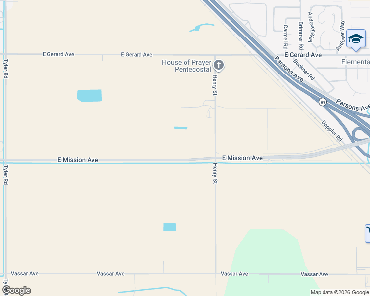 map of restaurants, bars, coffee shops, grocery stores, and more near 1515 East Mission Avenue in Merced