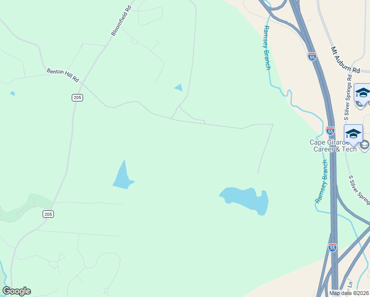 map of restaurants, bars, coffee shops, grocery stores, and more near Benton Hill Trce in Cape Girardeau